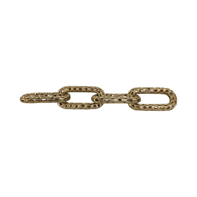 Metal Coastal Chain Sculpture with Textured Links and Openwork Design