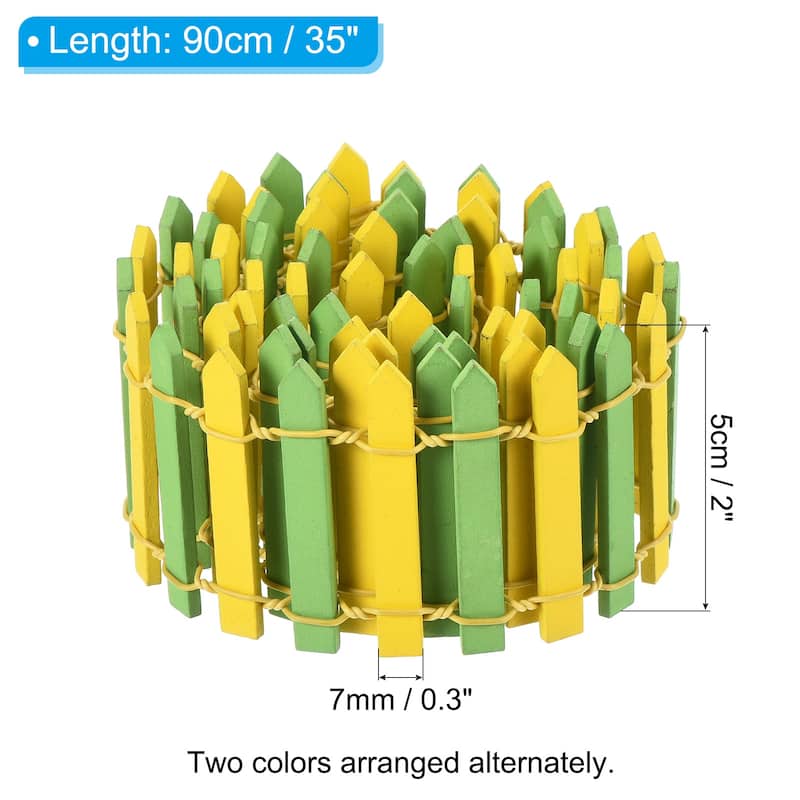 35" L x 2" H Wood Miniature Mini Fairy Garden Picket Fence - 35" L x 2" H