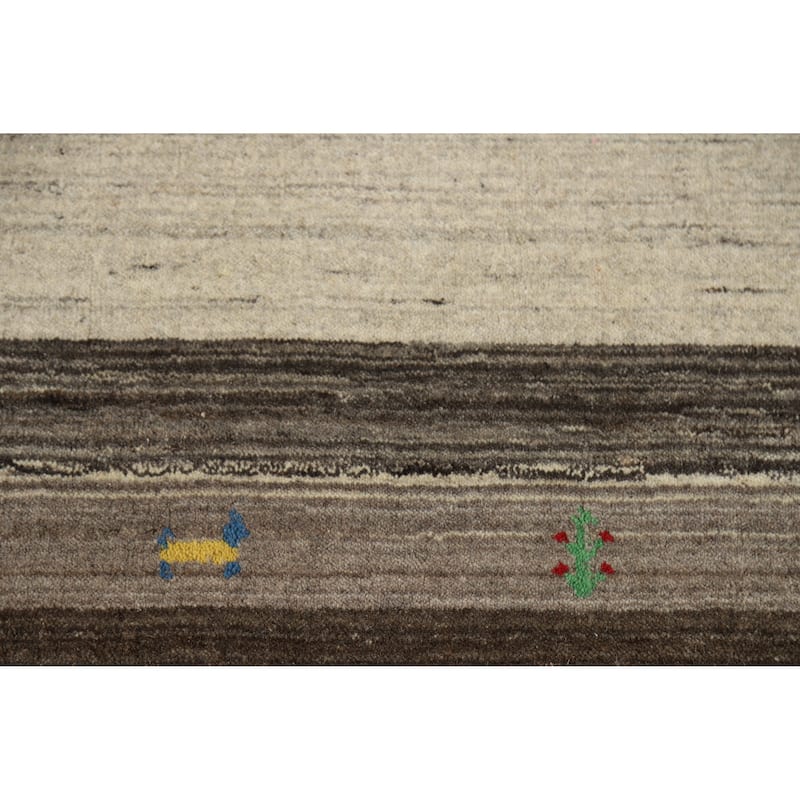 Gabbeh Indian Rug Handmade Tribal Beige Foyer Wool Carpet - 3'1" x 3'11"