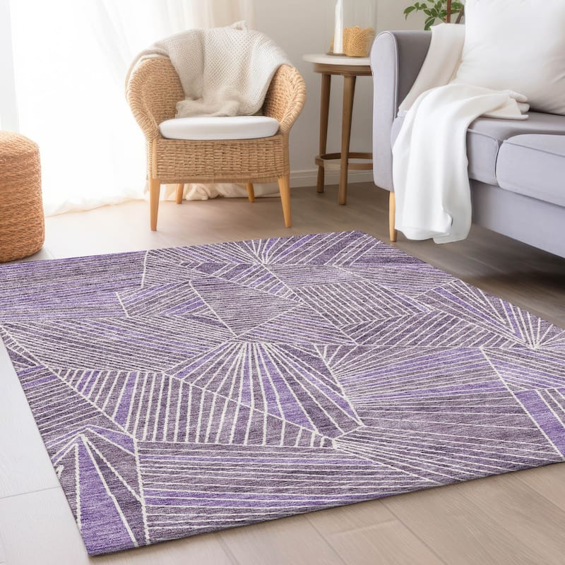 Premium Washable Super Soft Modern Mosaic Mayfield Rug - Purple - 5' x 7'6"