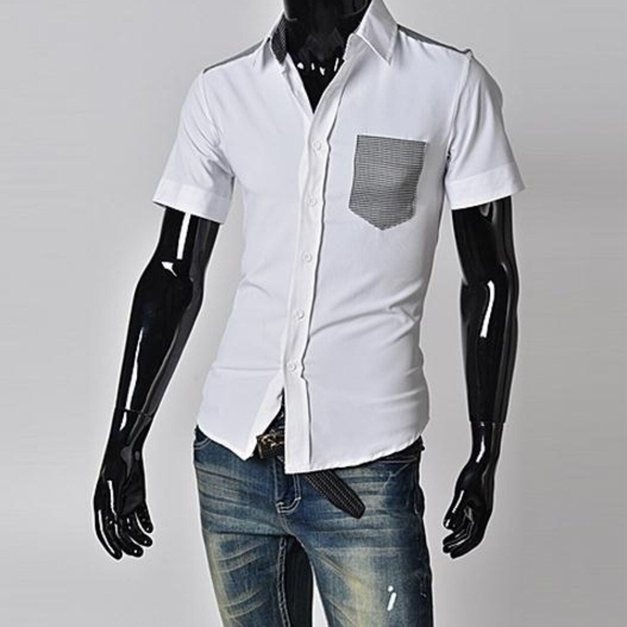 mens casual white shirt slim fit