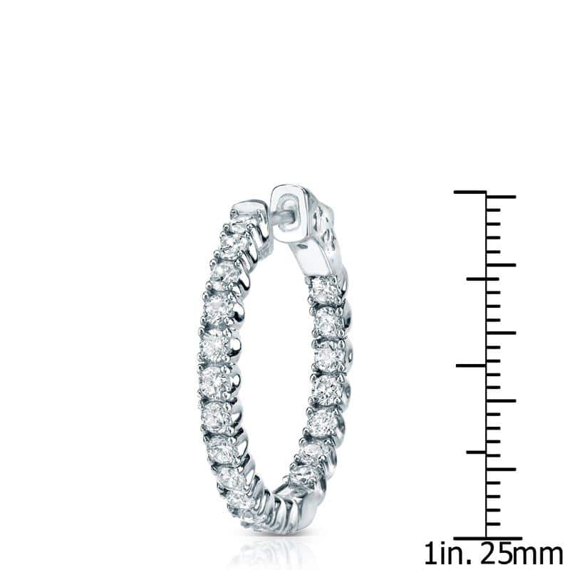 Auriya 14k Gold 1 1/2cttw Medium Diamond Hoop Earrings - 0.94-inch (J-K, I1-I2)