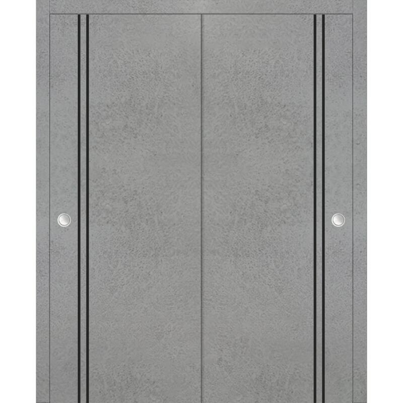 Bypass Doors 36 x 80 Planum 0016 Concrete with Sturdy Rails - 64" x 96" ( 2* 32x96)