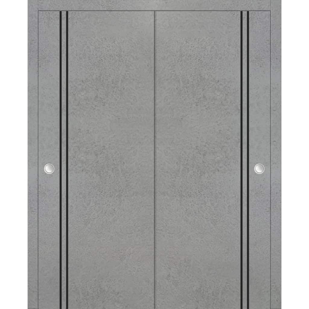Bypass Doors 36 x 80 Planum 0016 Concrete with Sturdy Rails