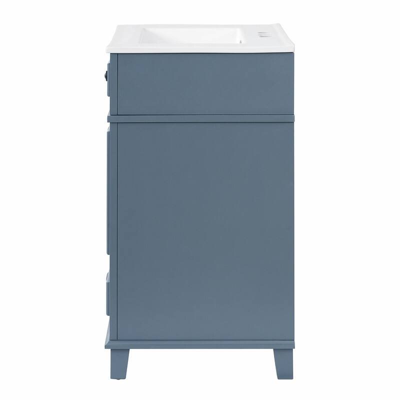 24" Solid Wood Frame Bathroom Vanity with Ceramic Sink and Soft-Close Doors