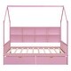 preview thumbnail 13 of 37, Modern Wooden House Bed Frame, Storage Shelves and Roof, Montessori Platform Bed for Kids Teen