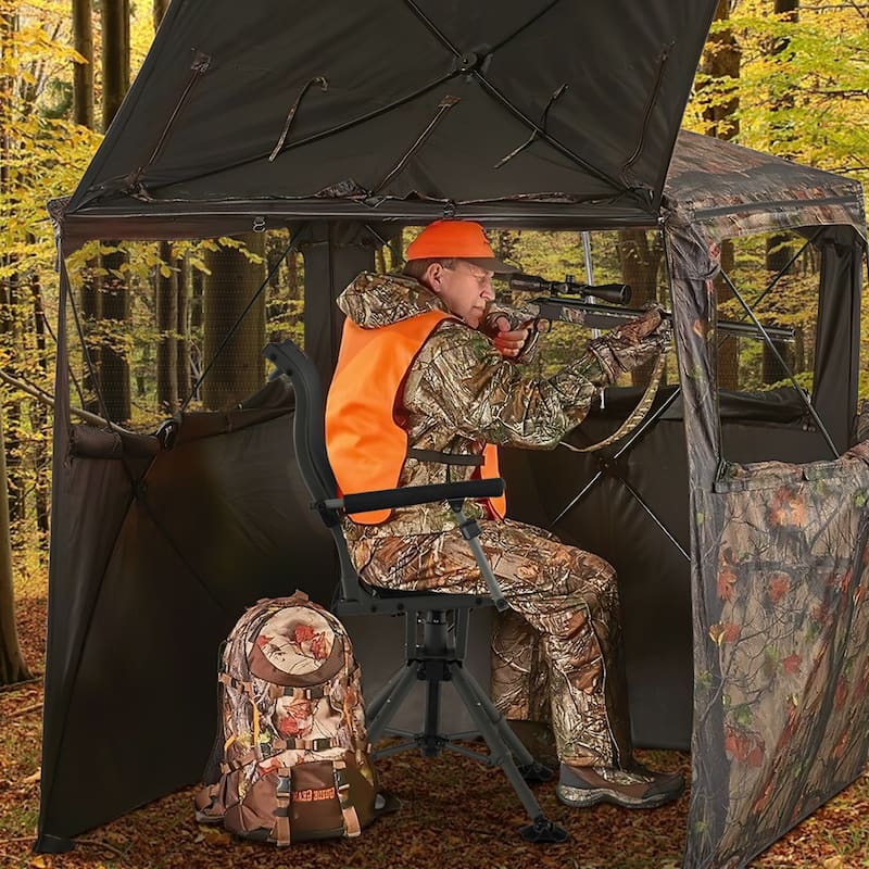360 Degree Silent Swivel Hunting Chair w/ All-terrain Feet Pads