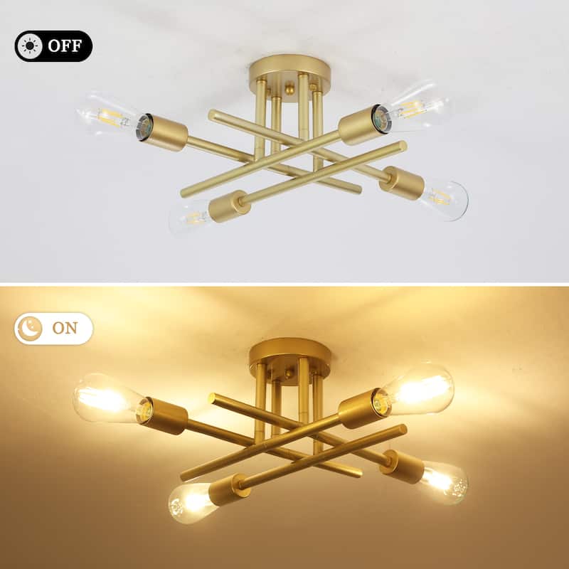 4-Light Modern Semi-Flush Mount Light for Bedroom Study Living Room