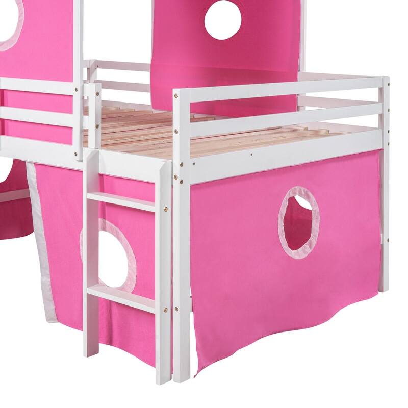 Full Size Bunk Bed with Slide Pink Tent and Tower Bed Bath & Beyond 38211331