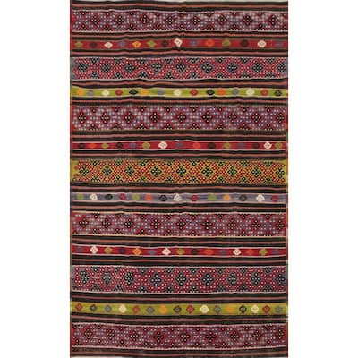 Hand Woven Oriental 100% Wool Carpet Southwestern Tribal Multi-Colored Kilim Area Rug - 9' 8'' X 6' 5''