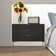 preview thumbnail 2 of 16, 31.5 Inch Wide Nightstand with 3 Drawers Black Wooden Bedside Table