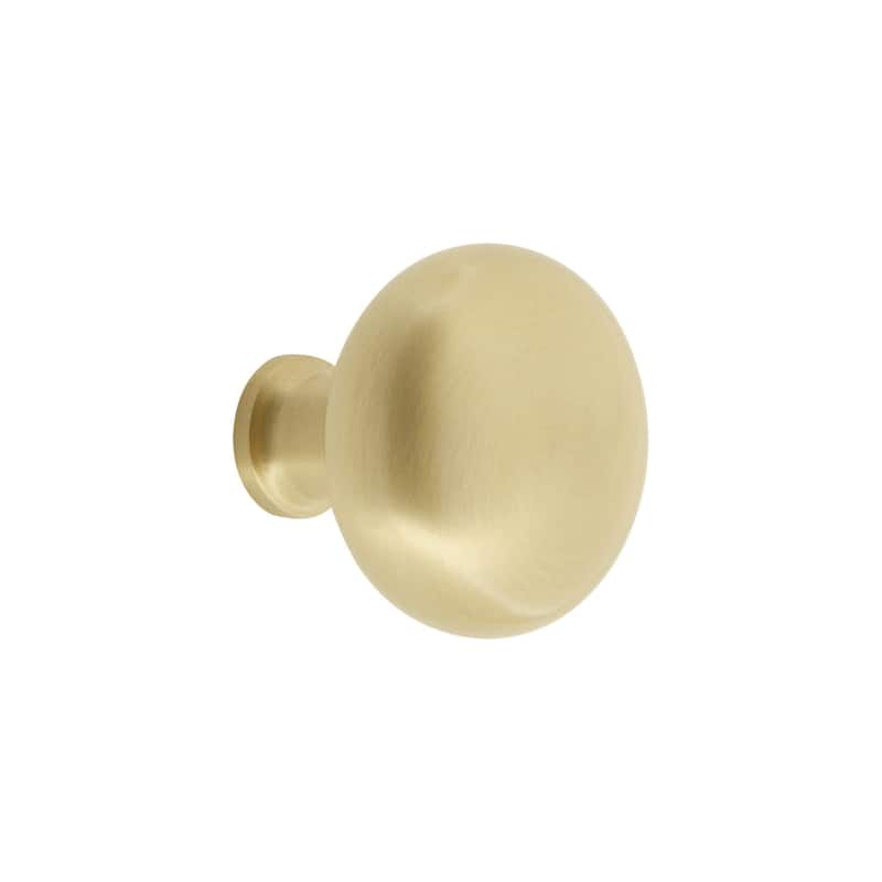 Grandeur FIFT-BRASS-KNOB Fifth Avenue 1-3/8” Solid Metal Mushroom - Satin Brass
