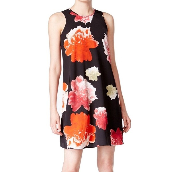 calvin klein red and black floral dress