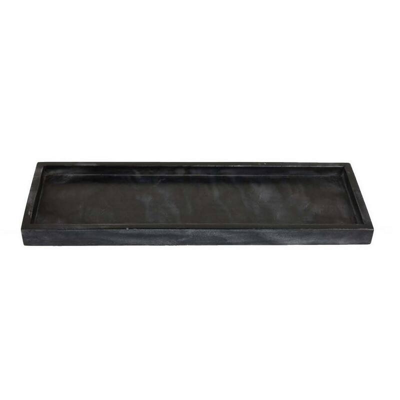 Decorative Accent Tray, 18 Inch Rectangular, Black Marble