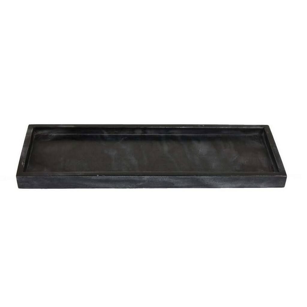 Decorative Accent Tray, 18 Inch Rectangular, Black Marble
