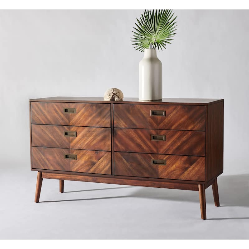 SAFAVIEH Couture Zylfie 6-Drawer Dresser - Dark Walnut
