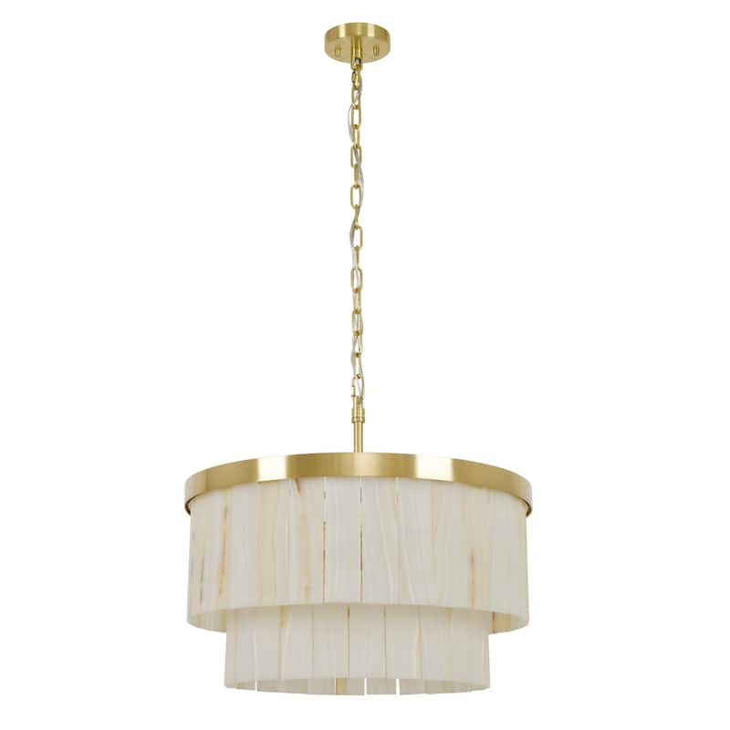 Beacon Lighting Elora 9 Light Round Pendant with Jade Stone - Brass