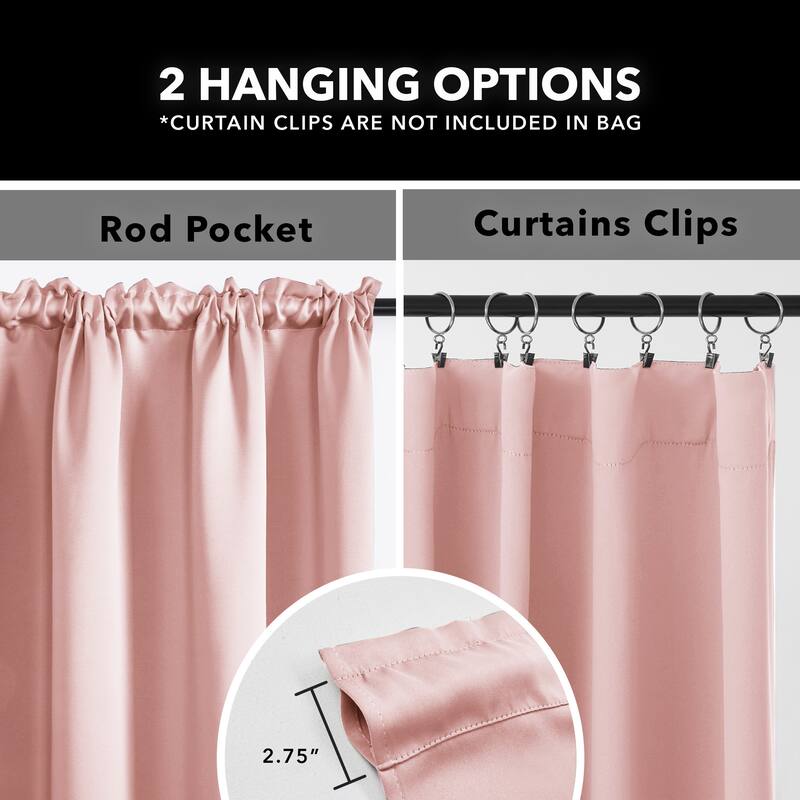 Deconovo 2-Pack Thermal Room Darkening Rod Pocket Curtains