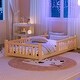 preview thumbnail 4 of 16, Montessori Low Floor Bed with Fence, Wood Bed Frame with Roof and Safety Guardrail