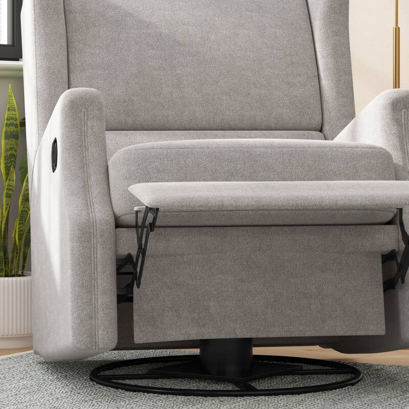 Wingback Upholstered Manual Recline Rocking Swivel Glider Chair