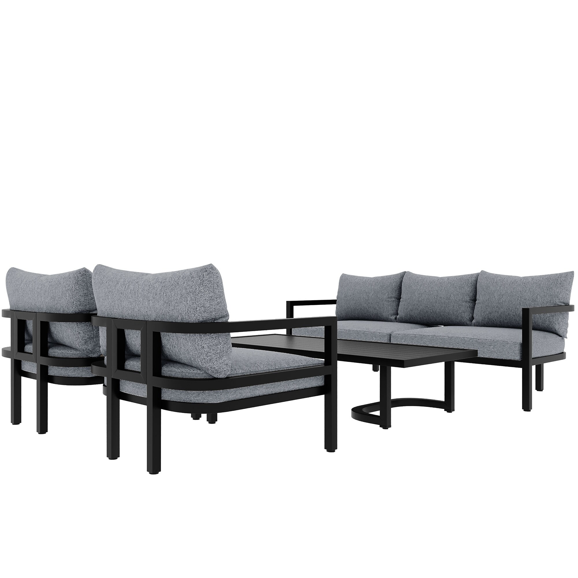 Light Gray 4 Piece Outdoor Steel Sofa Set