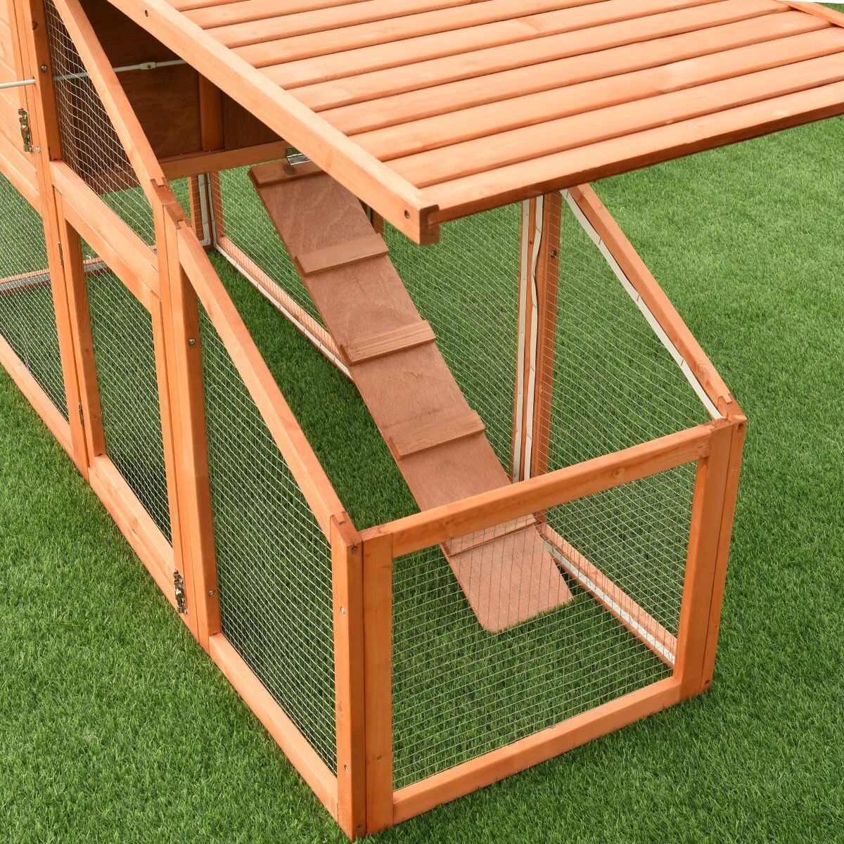 Costway 75'' Large Deluxe Wooden Chicken Coop Backyard Nest Box