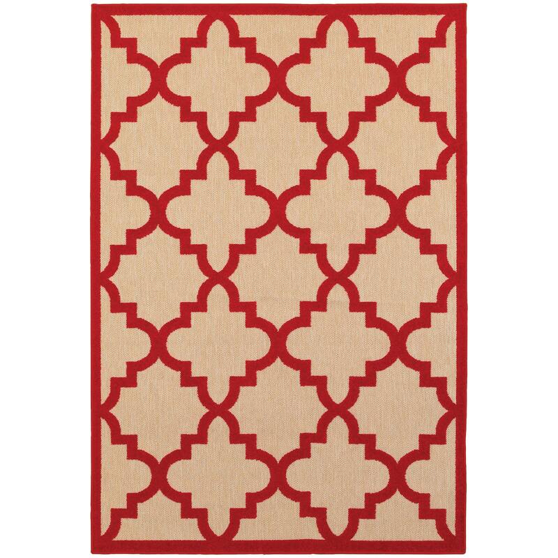 Clamart Sand Red Geometric Lattice Outdoor Casual Area Rug