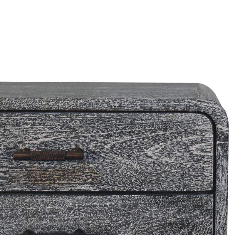 Artisan Furniture Solid Wood Sandblasted Ash Curved Bedside