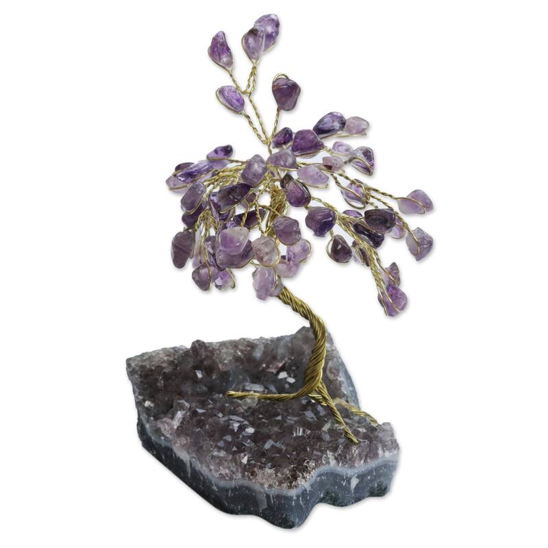 Handmade Amethyst Gemstone Sculpture (Brazil) - 3.1" H x 2.8" W x 2" D