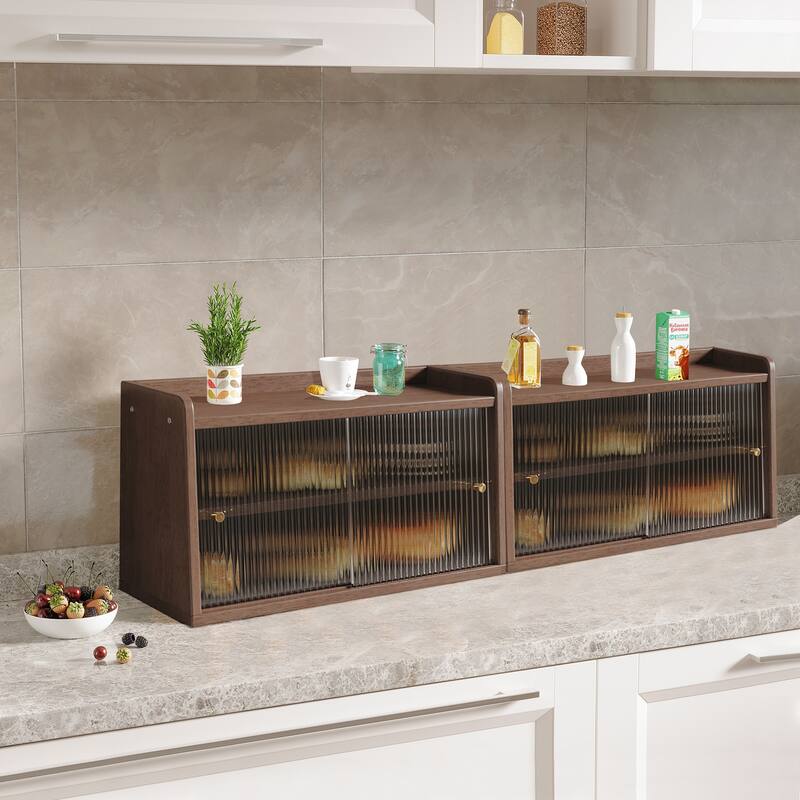 Wooden Bread Box 2-Tier Large Capacity Kitchen Counter Storage Organizer