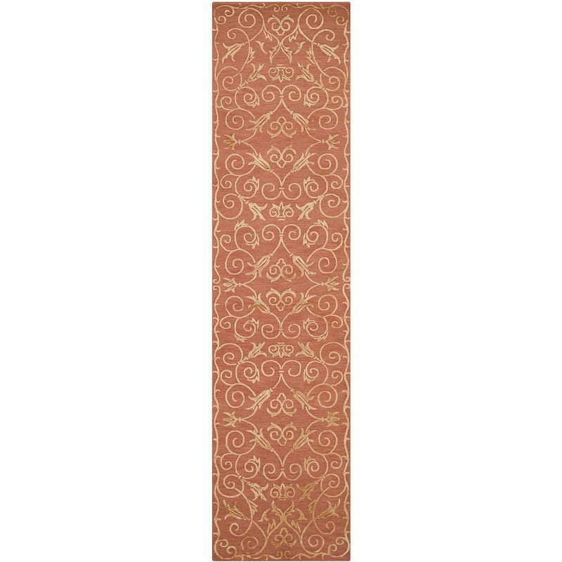 SAFAVIEH Couture Hand-knotted Tibetan Dalgiza Modern Wool Rug - 2'6" x 10' Runner - Rust
