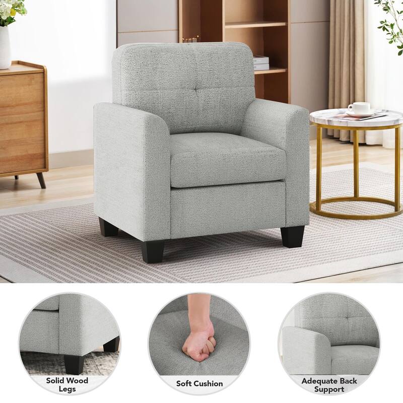 Mid-Century Upholstered Accent Chair Single Sofa with Armrest - 32.5"Lx28.9"Wx36.2"H
