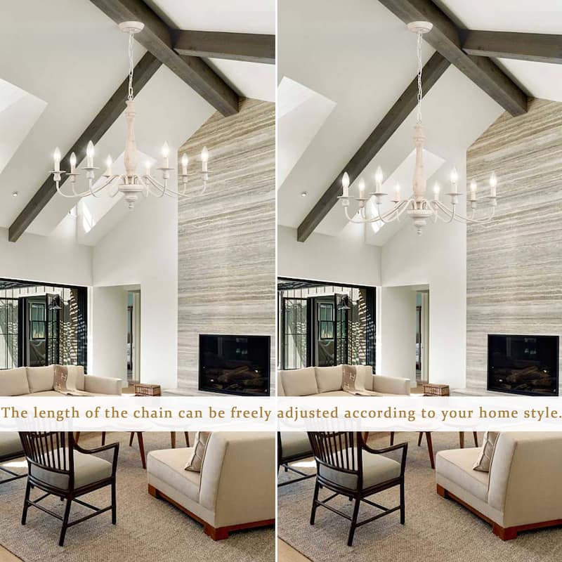 Modern Farmhouse Chandelier, 8-Light Candle Chandelier for Living Room Kitchen Island Dining Foyer - W31.1"x H20.66"