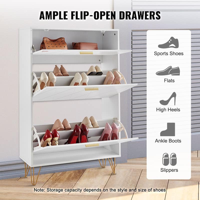 Modern Shoe Storage Cabinet with Flip Drawers for Living Room - 31.5 x 9.41 x 47.24 inch