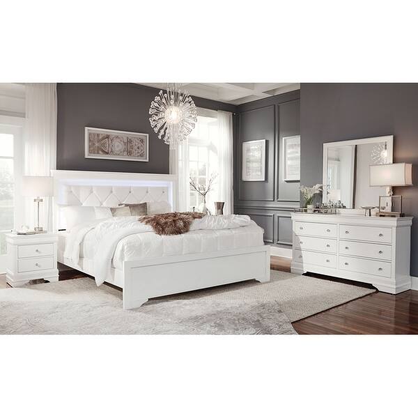 Global Furniture USA Pompei Metallic White Bookcase Twin Bed With Led ...