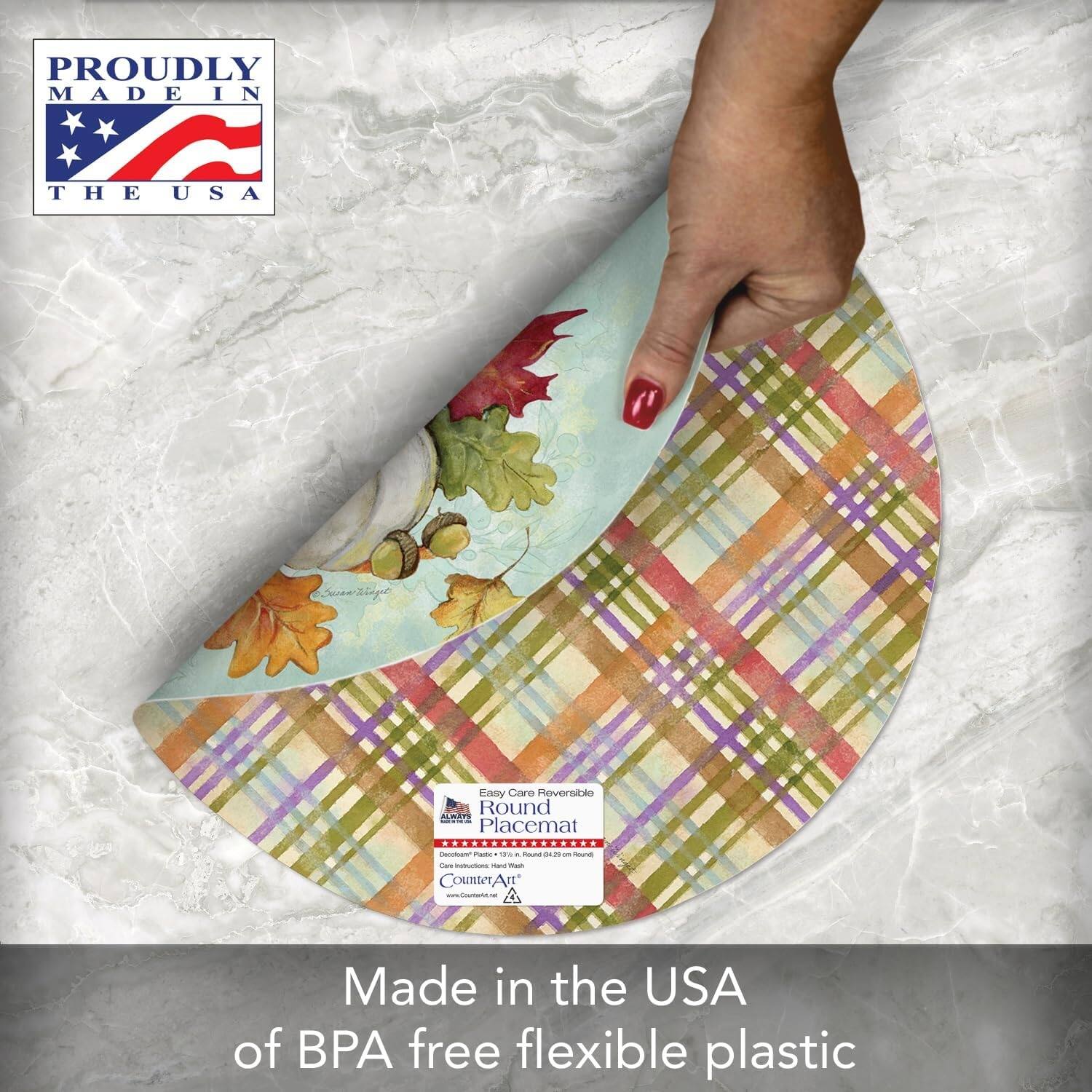 Harvest Blessings 4 Pack Round Reversible Easy Care Flexible Plastic