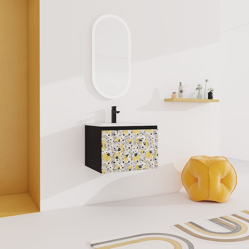 24'' Floating Wall-Mounted Bathroom Vanity With Ceramics Sink & Soft-Close Cabinet Door