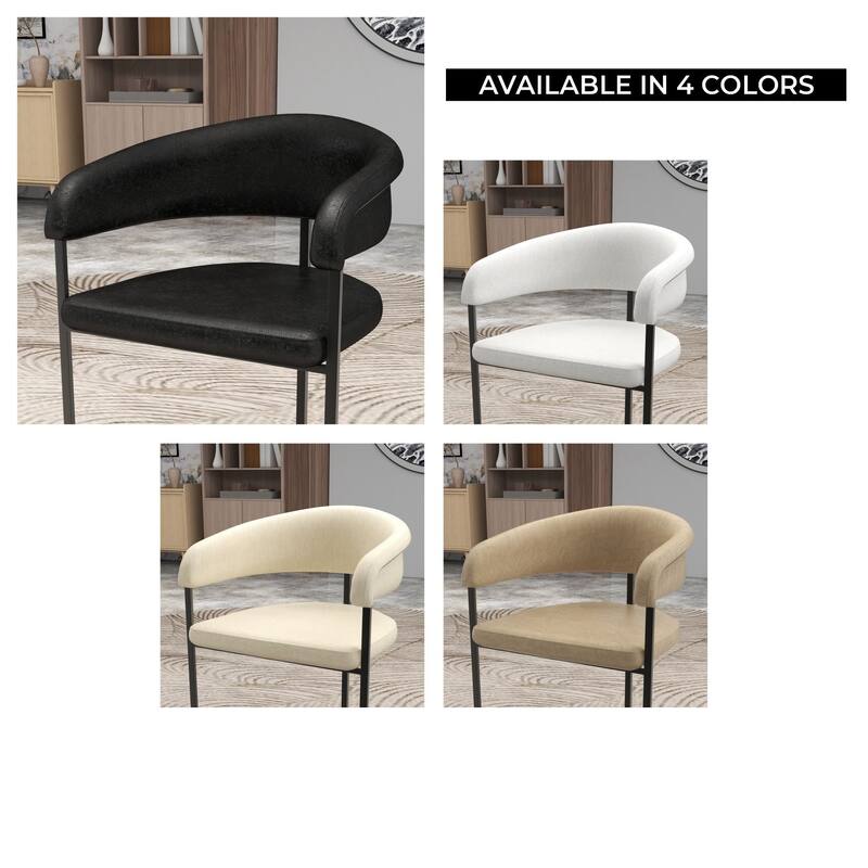 LeisureMod Aero Modern Upholstered Leather Dining Chair in Iron & Polyester, Accent Armchair for Home Kitchen Office