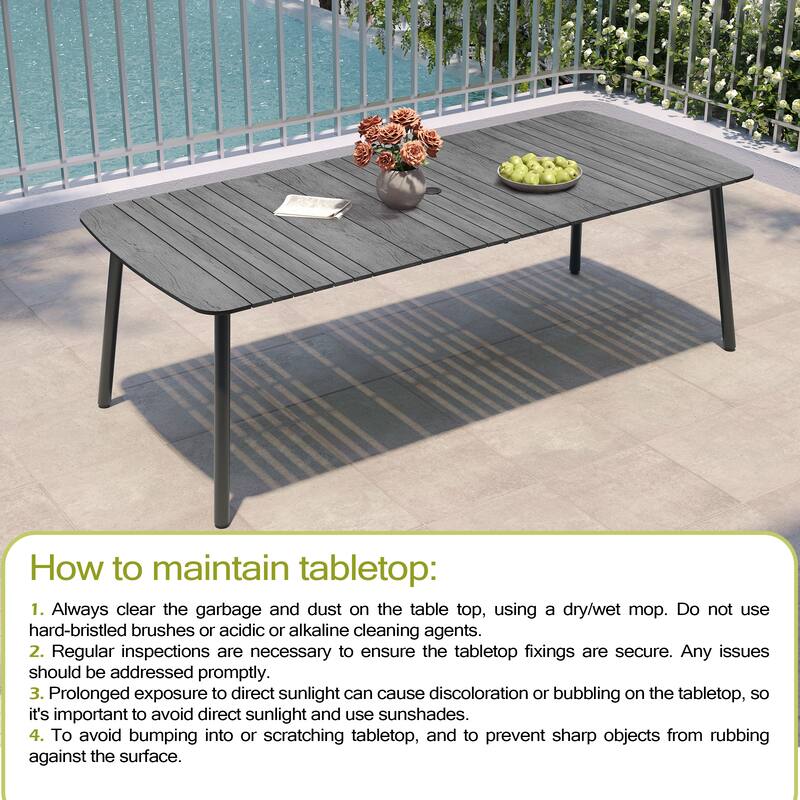 VredHom Outdoor Rectangular Aluminum Dining Table