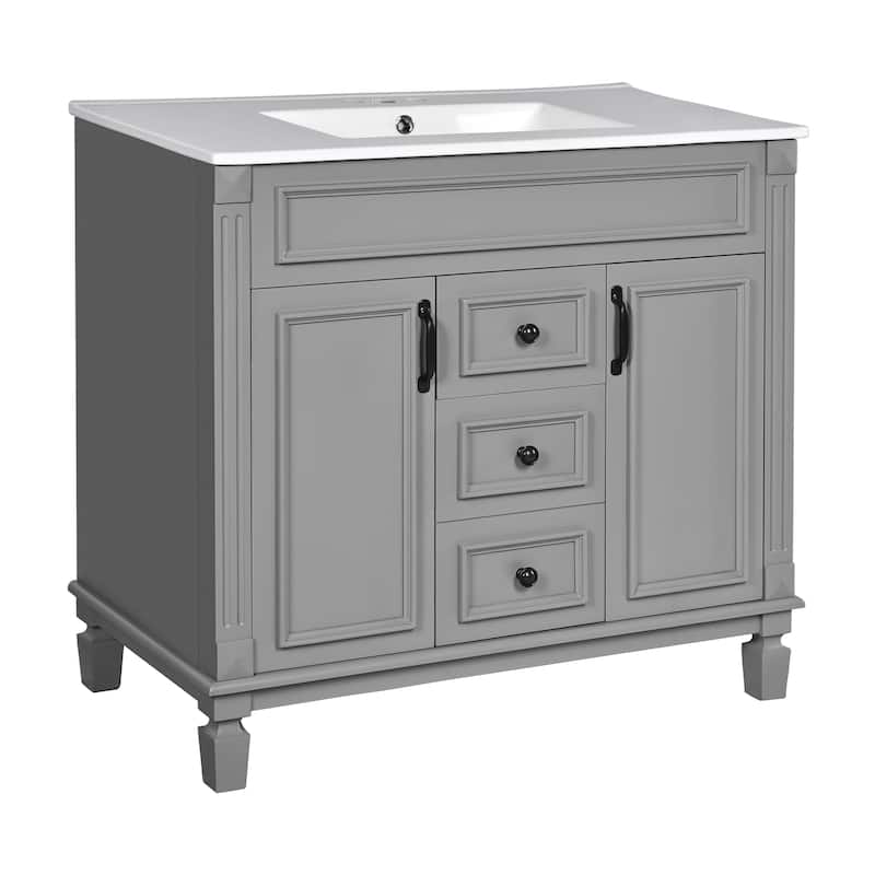 36'' Freestanding Bathroom Vanity Set with Mirror Cabinet