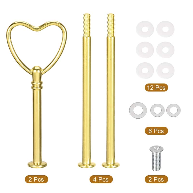 2 Set Cake Tray Stand Handle Plate Hardware Fitting, 3-Tiers Heart