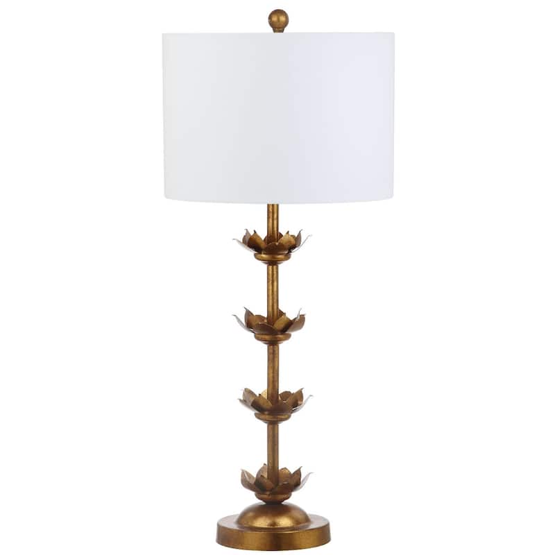 SAFAVIEH Lighting 32-inch Lani Antique Gold Leaf Table Lamp (Set of 2) - 14"x14"x32"