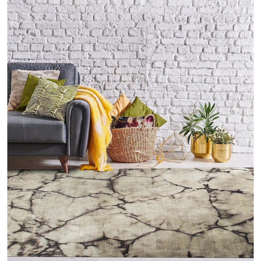 Brown Contemporary Transitional Dip Dyed Area Rug, Stylish Soft Texture for Bedrooms or Living Rooms - L