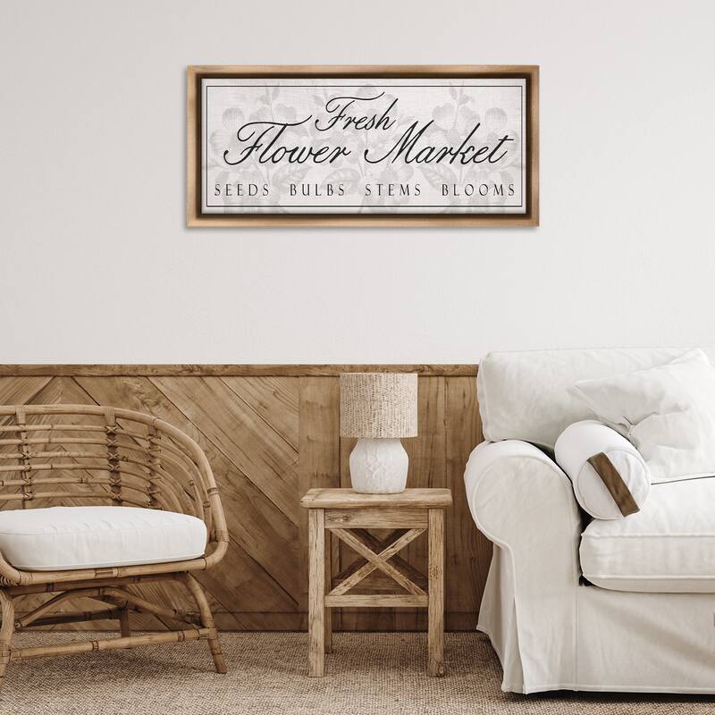 Stupell Vintage Fresh Flower Market Framed Floater Canvas Wall Art Design By Lil' Rue