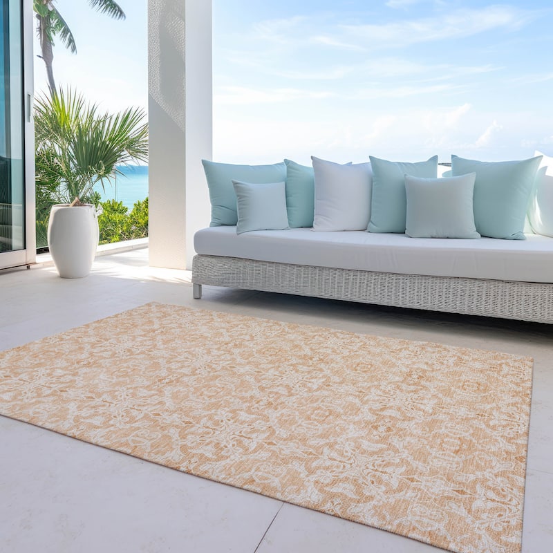 Machine Washable Indoor/ Outdoor Chantille Traditional Medallions Rug - Salmon - 9' x 12'