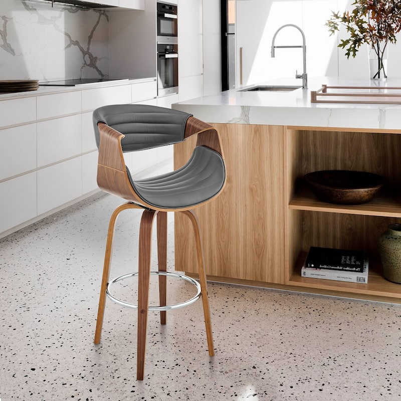 Arya Swivel Counter/Bar Stool - Grey & Walnut - Bar Height