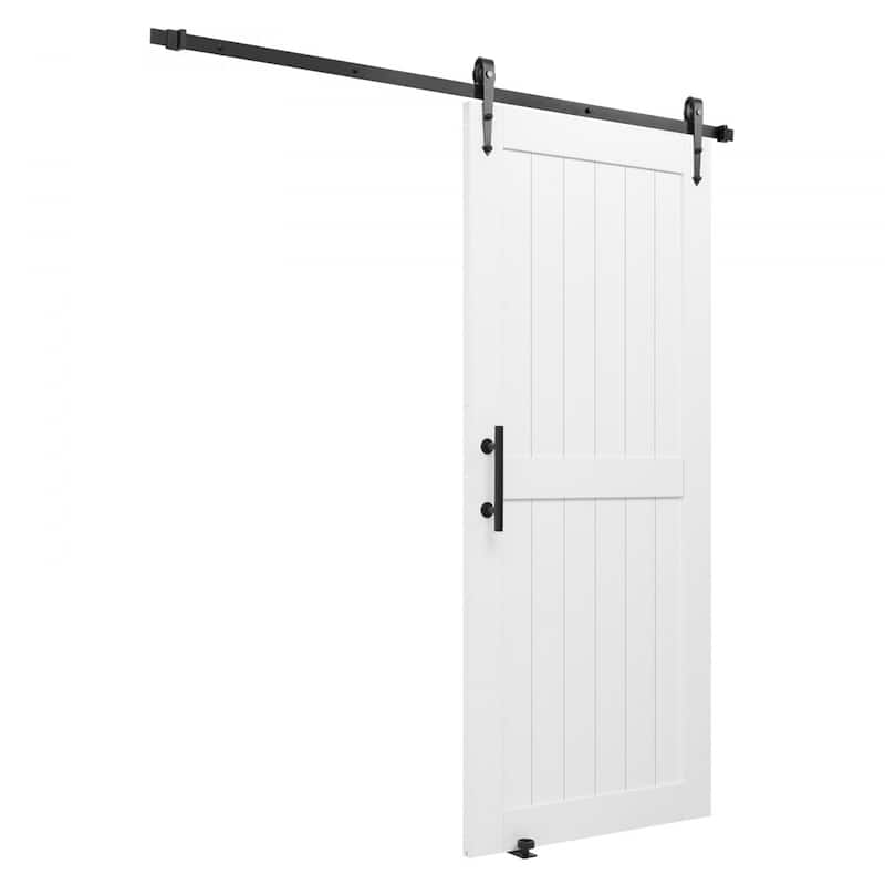 White MDF Pine Sliding Barn Door with Waterproof PVC Coating
