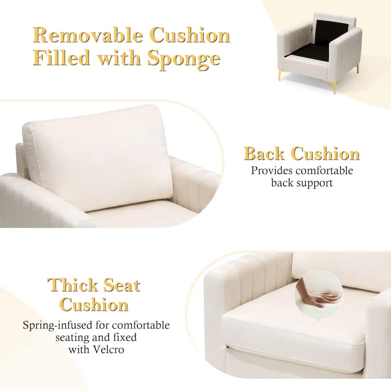 Upholstered Club Chair Accent Chair Velvet Arm Chair Comfortable Sofa Chair - See picture