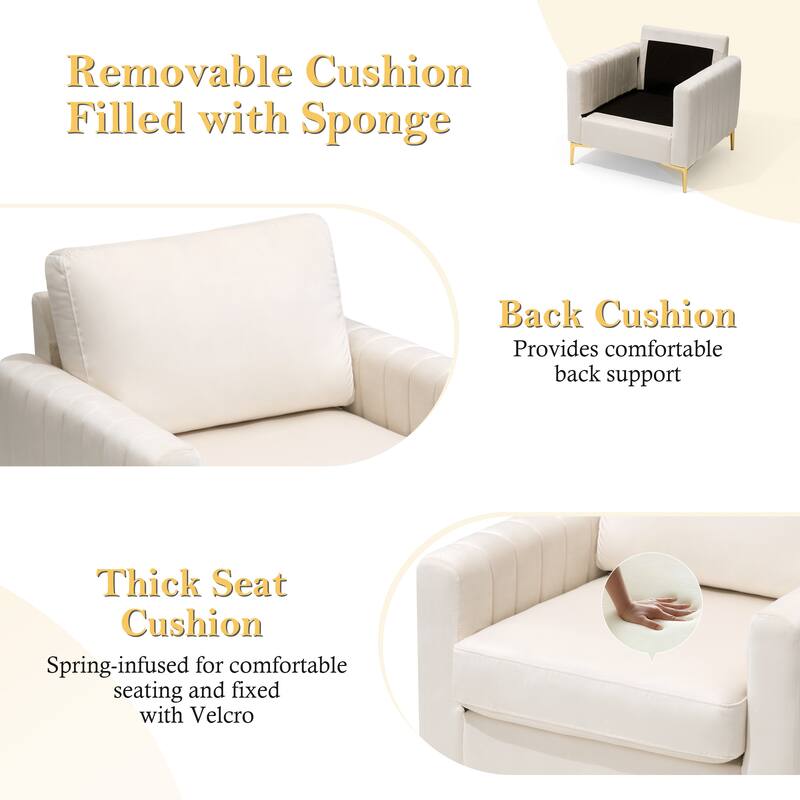 Upholstered Club Chair Accent Chair Velvet Arm Chair Comfortable Sofa Chair - See picture