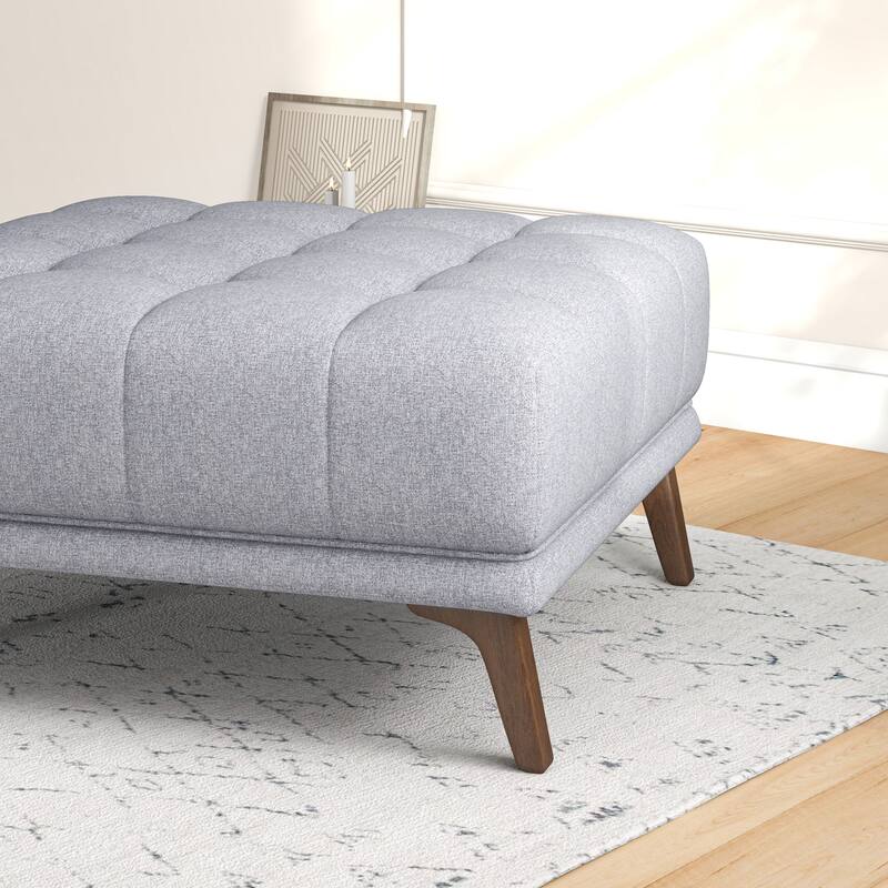 Kameron Mid-Century Modern Square Velvet Ottoman